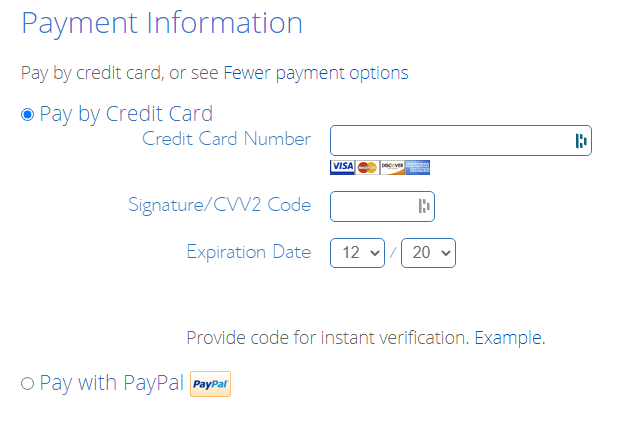 Payment information