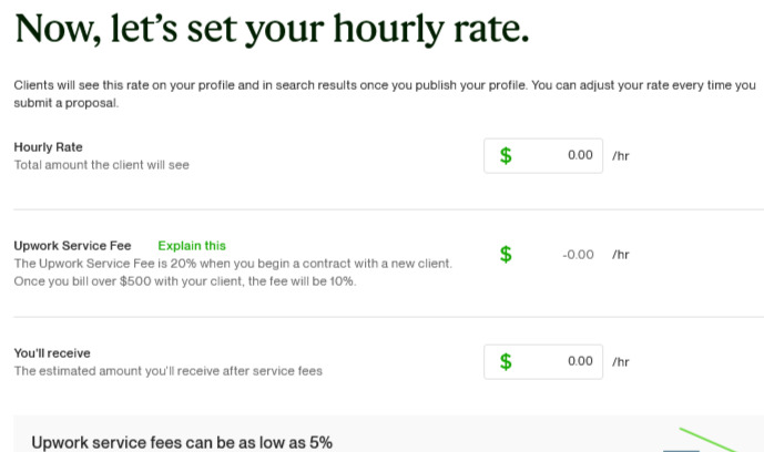 Freelacer upwork rate