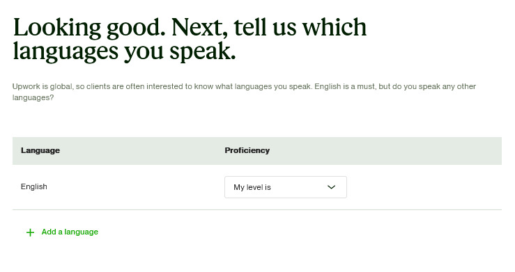 Upwork freelancers language 
